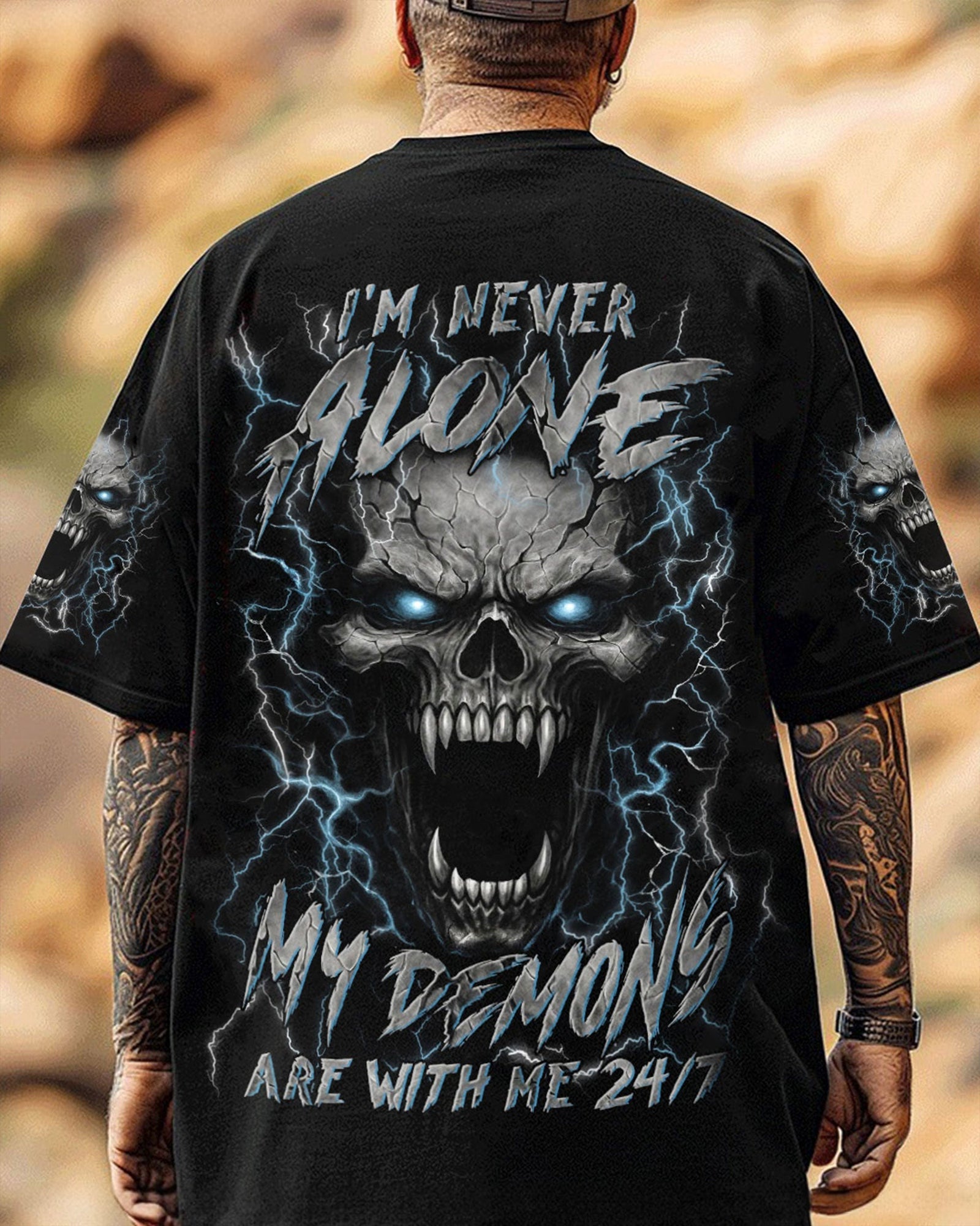 BLISSCORNERS I'M NEVER ALONE SKULL DEMON ALL OVER PRINT