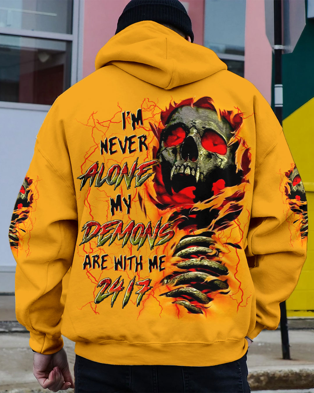 BLISSCORNERS I'M NEVER ALONE SKULL DEMON ALL OVER PRINT