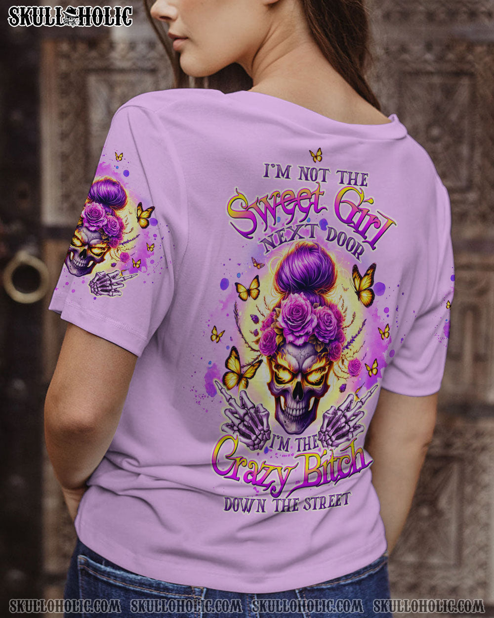 BLISSCORNERS YOU COULDN'T HANDLE ME MESSY BUN SKULL ALL OVER PRINT