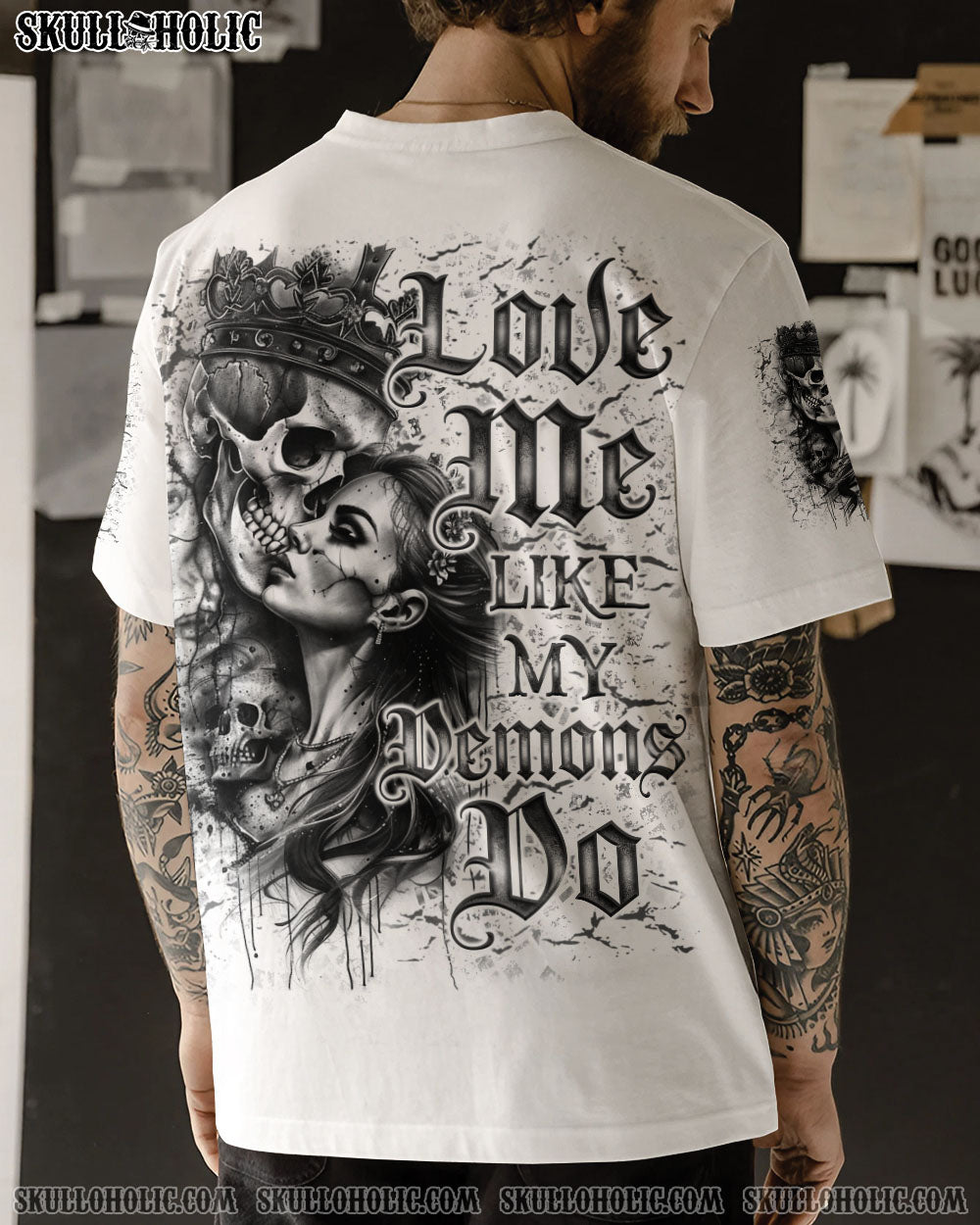 BLISSCORNERS LOVE ME LIKE MY DEMONS DO SKULL ALL OVER PRINT