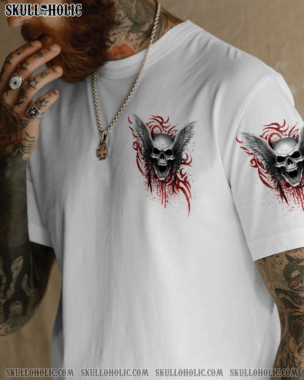 BLISSCORNERS I'M THE ONE YOU MAY WANNA SKIP SKULL WINGS ALL OVER PRINT
