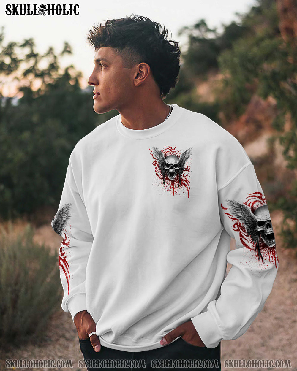 BLISSCORNERS I'M THE ONE YOU MAY WANNA SKIP SKULL WINGS ALL OVER PRINT