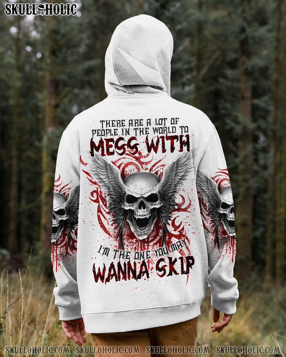 BLISSCORNERS I'M THE ONE YOU MAY WANNA SKIP SKULL WINGS ALL OVER PRINT