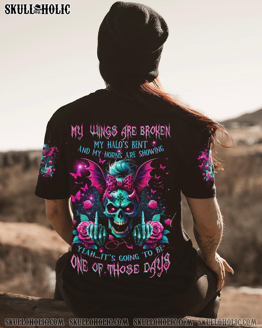 BLISSCORNERS IT'S GOING TO BE ONE OF THOSE DAYS MESSY BUN SKULL ALL OVER PRINT