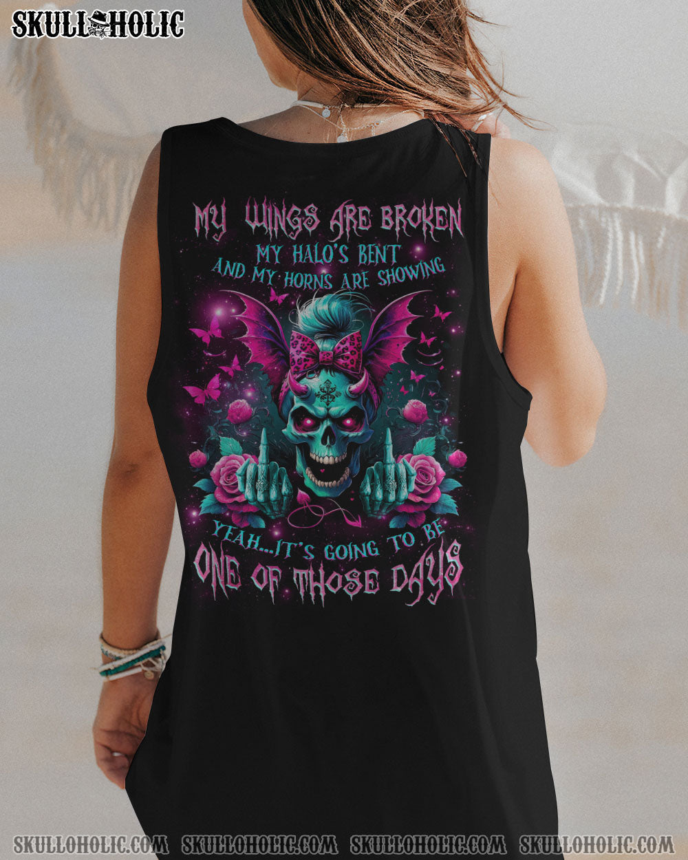 BLISSCORNERS IT'S GOING TO BE ONE OF THOSE DAYS MESSY BUN SKULL ALL OVER PRINT