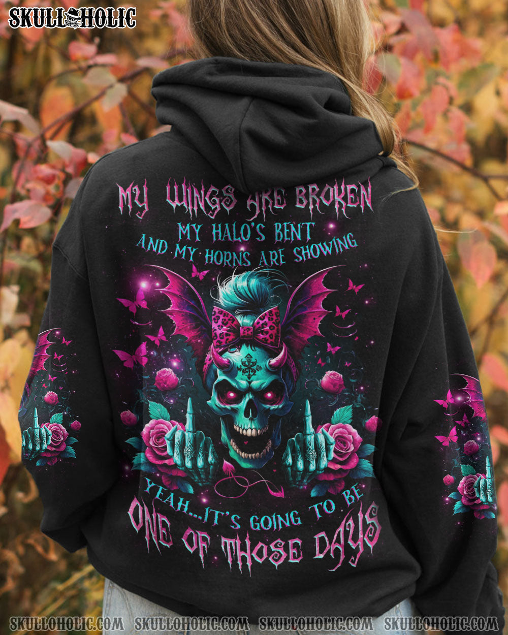 BLISSCORNERS IT'S GOING TO BE ONE OF THOSE DAYS MESSY BUN SKULL ALL OVER PRINT