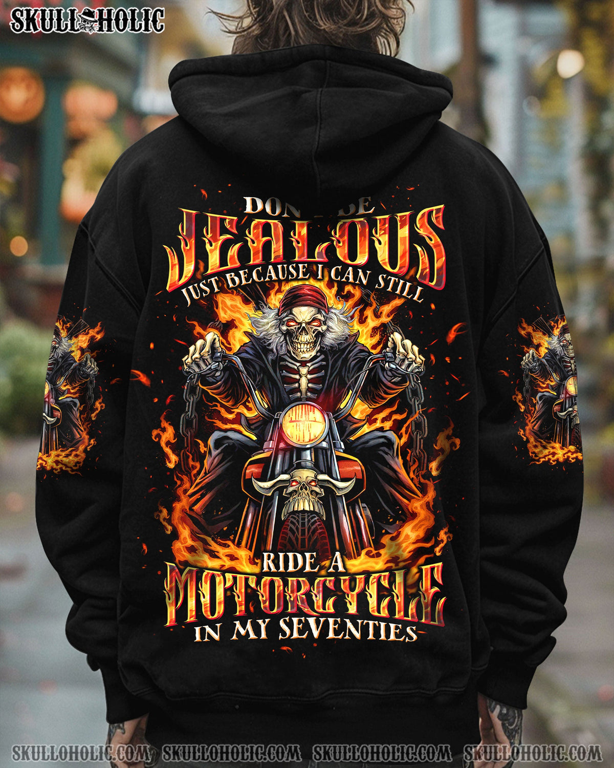 BLISSCORNERS DON'T BE JEALOUS BIKER SKULL ALL OVER PRINT