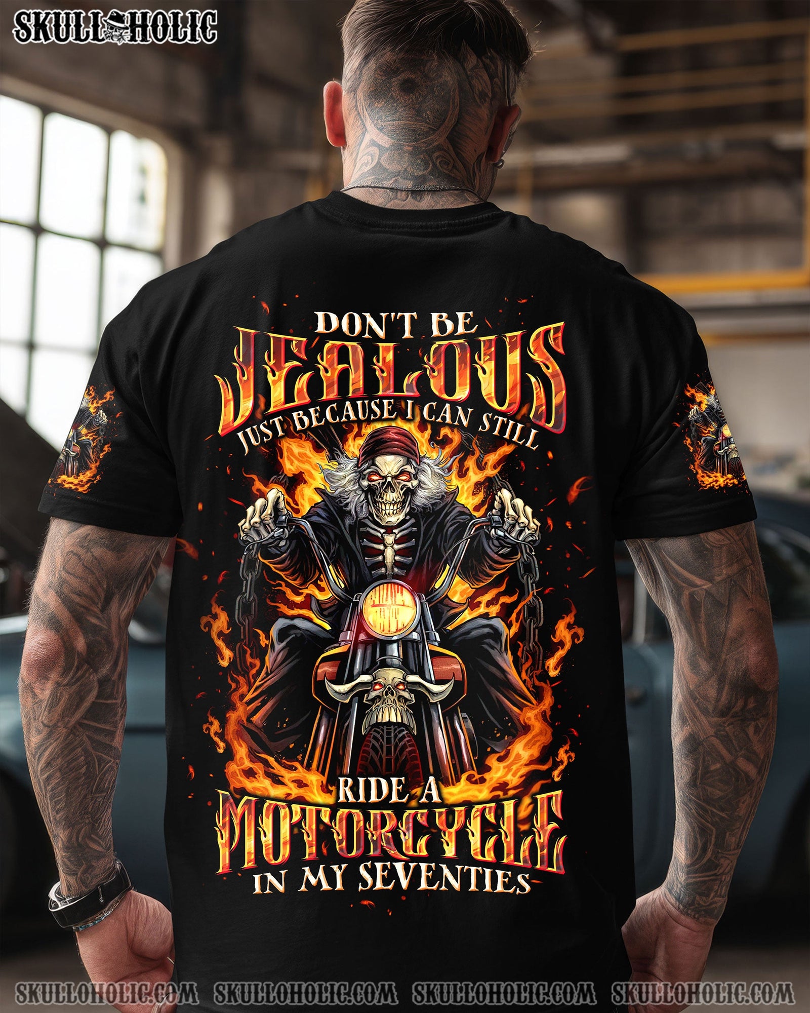 BLISSCORNERS DON'T BE JEALOUS BIKER SKULL ALL OVER PRINT