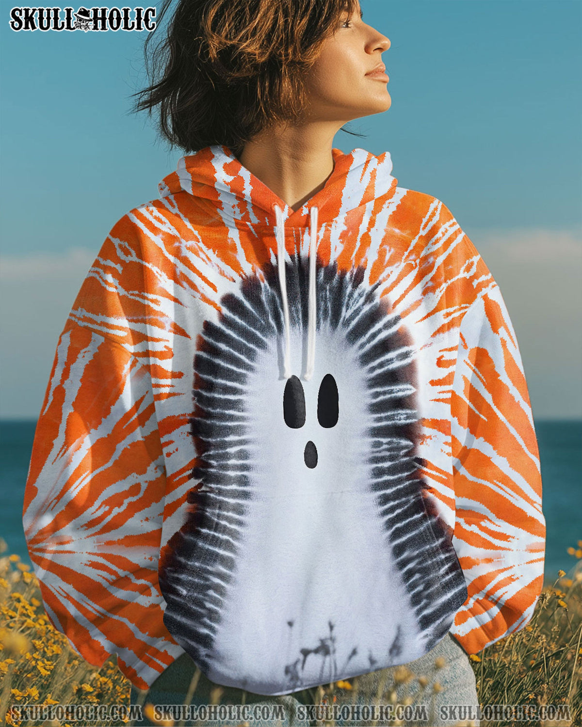 BLISSCORNERS GHOST SKULL TIE DYE HAND DYED ALL OVER PRINT