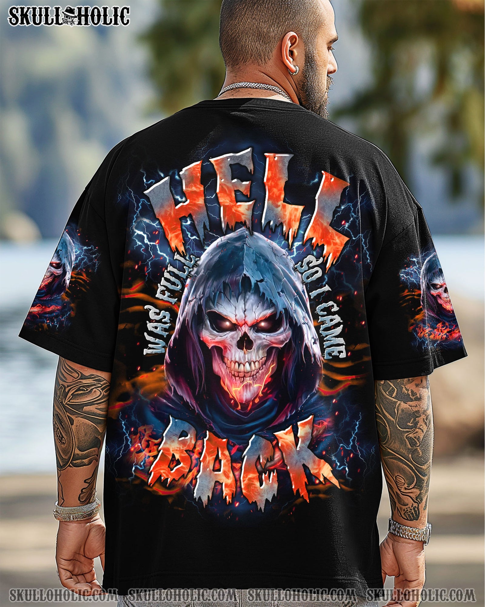 BLISSCORNERS HELL WAS FULL SO I CAME BACK SKULL REAPER  ALL OVER PRINT