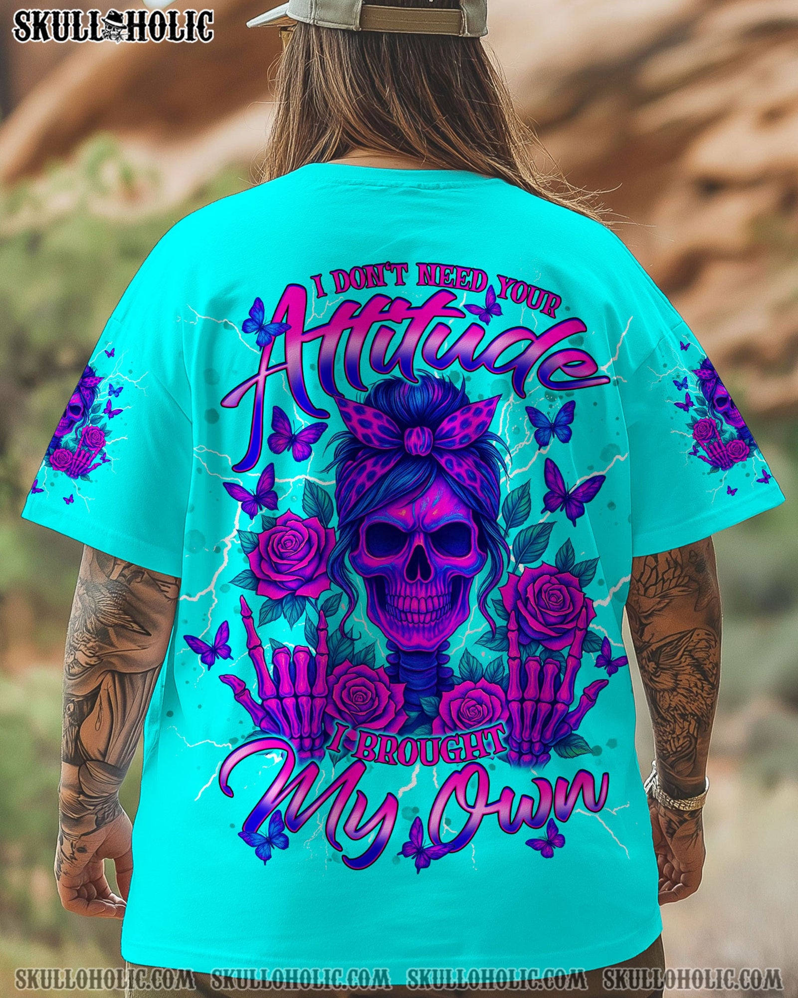 BLISSCORNERS YOU CURSE TOO MUCH SKULL MESSY BUN ALL OVER PRINT
