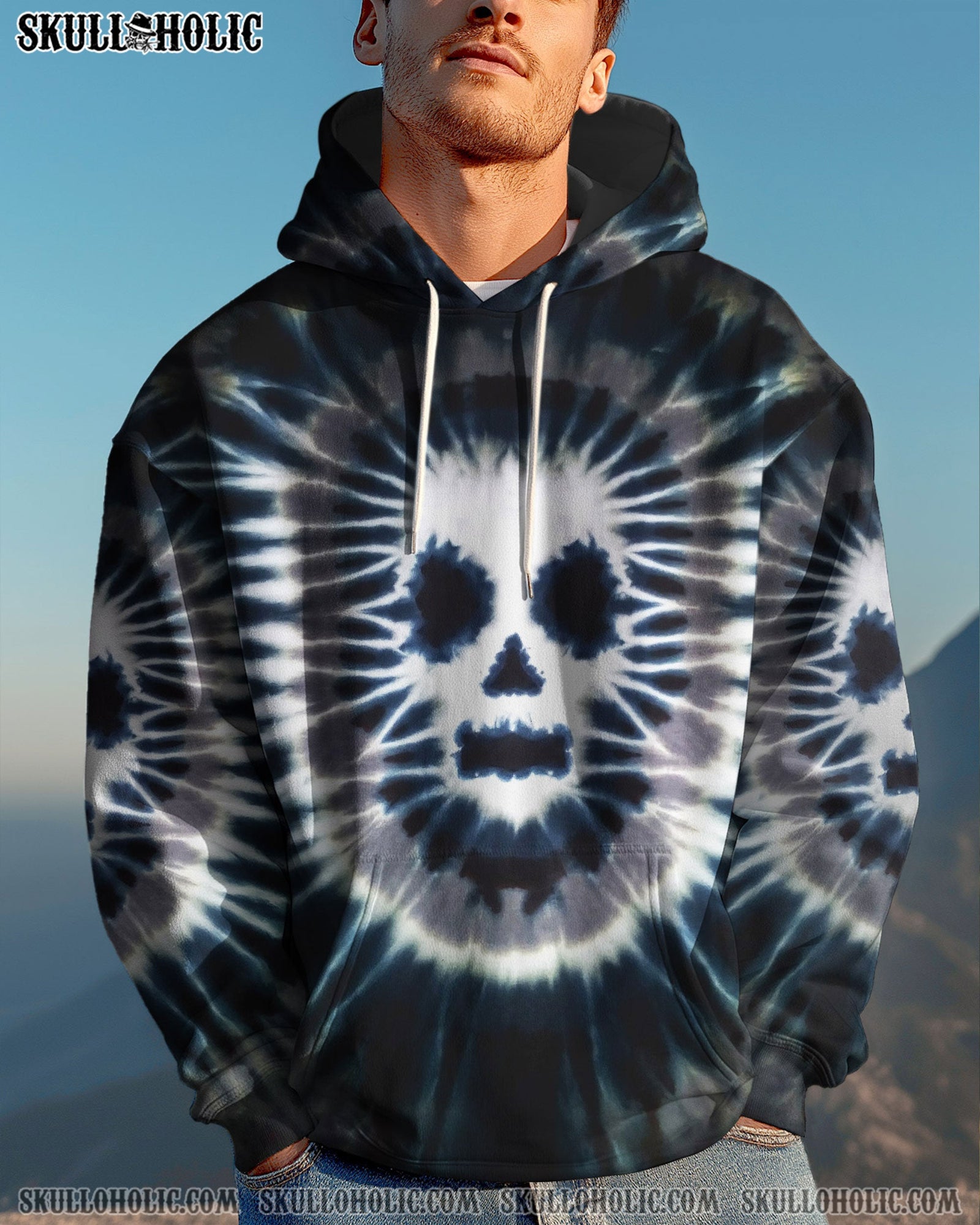 BLISSCORNERS ZOMBIE SKULL TIE DYE HAND DYED ALL OVER PRINT