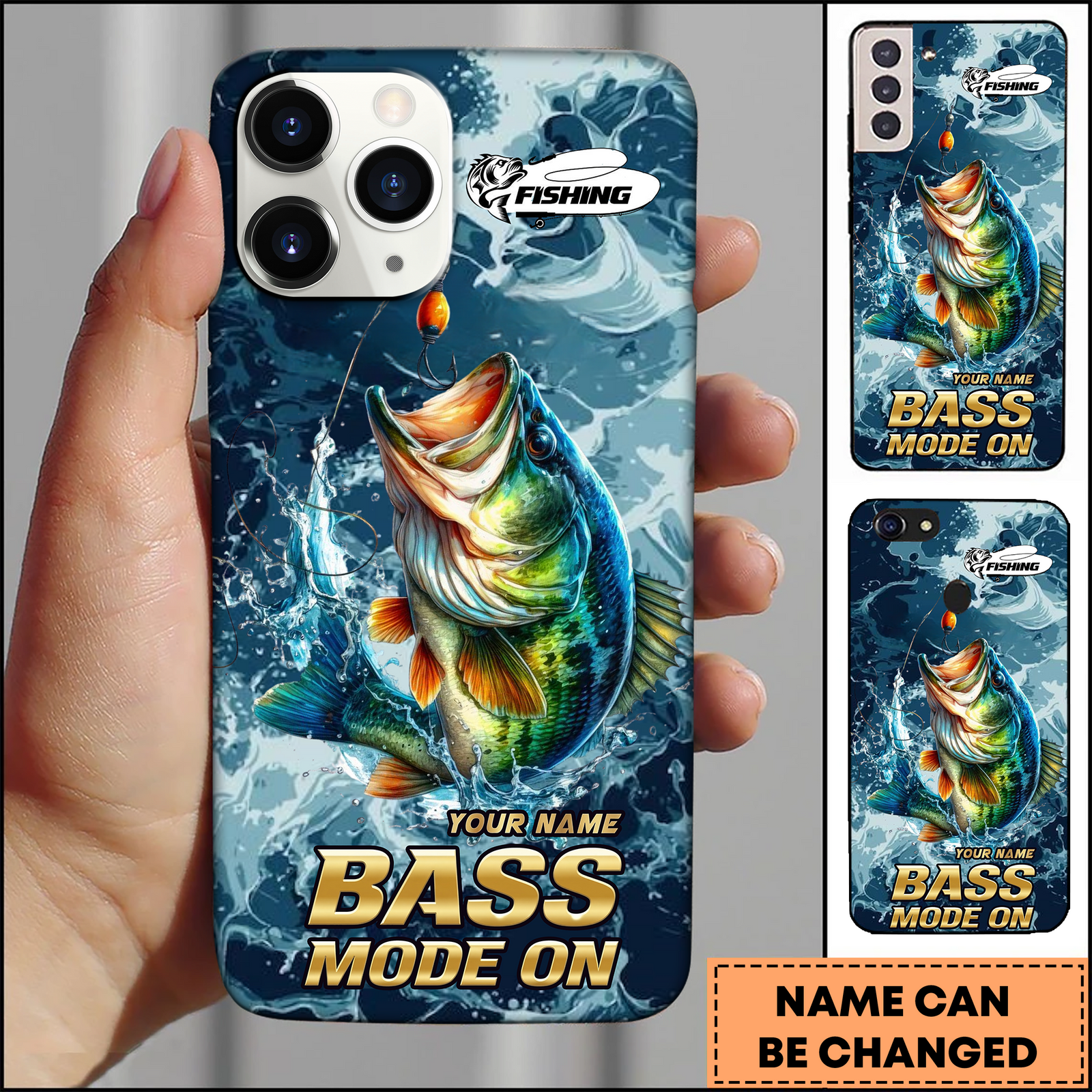 Blisscorners Largemouth Bass Fishing Splash Personalized Art 3D Phonecase
