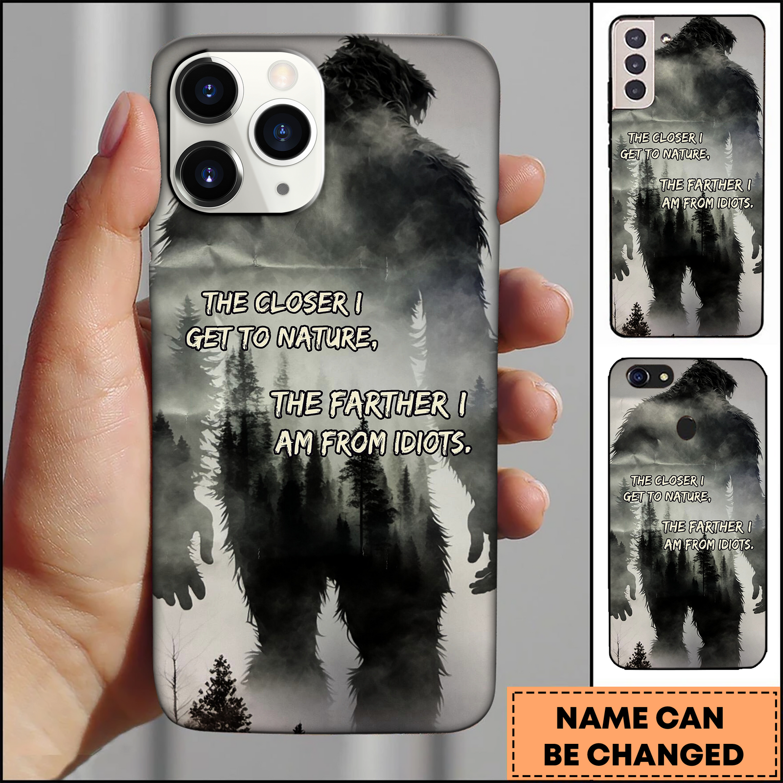 Blisscorners Bigfoot Nature Quote Wilderness Art 3D Phonecase