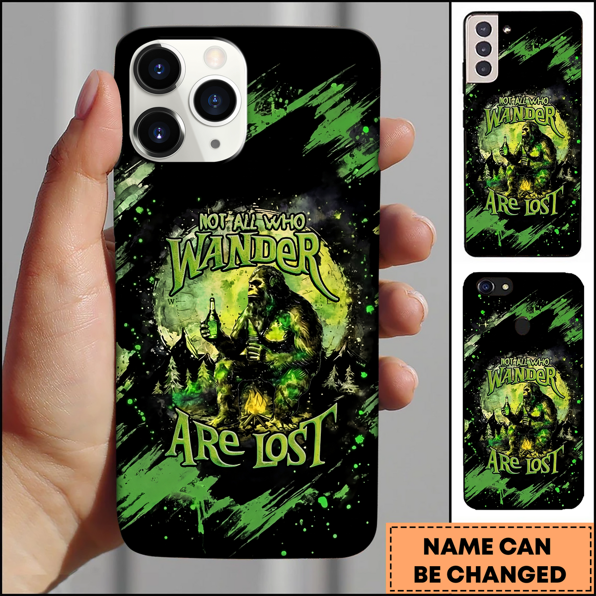 Blisscorners Bigfoot Wander Quote Neon Grunge Art 3D Phonecase