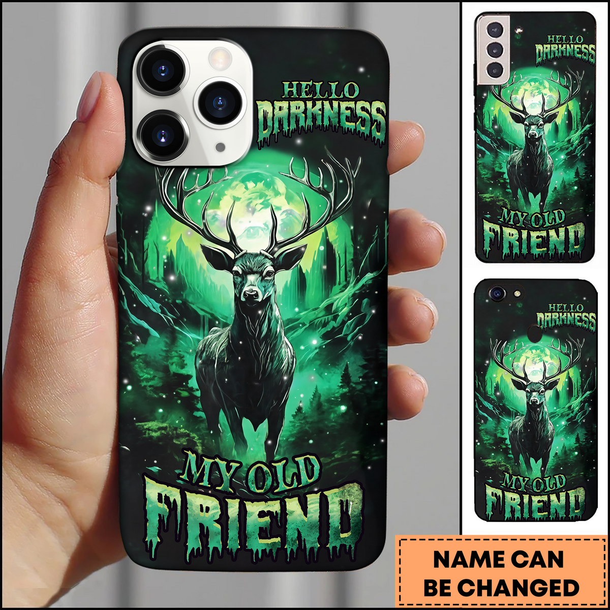 Blisscorners Deer Hello Darkness Moon Glow Fantasy 3D Phonecase