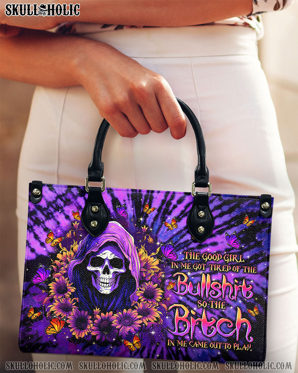 BLISSCORNERS THE GOOD GIRL IN ME REAPER SUNFLOWER LEATHER HANDBAG