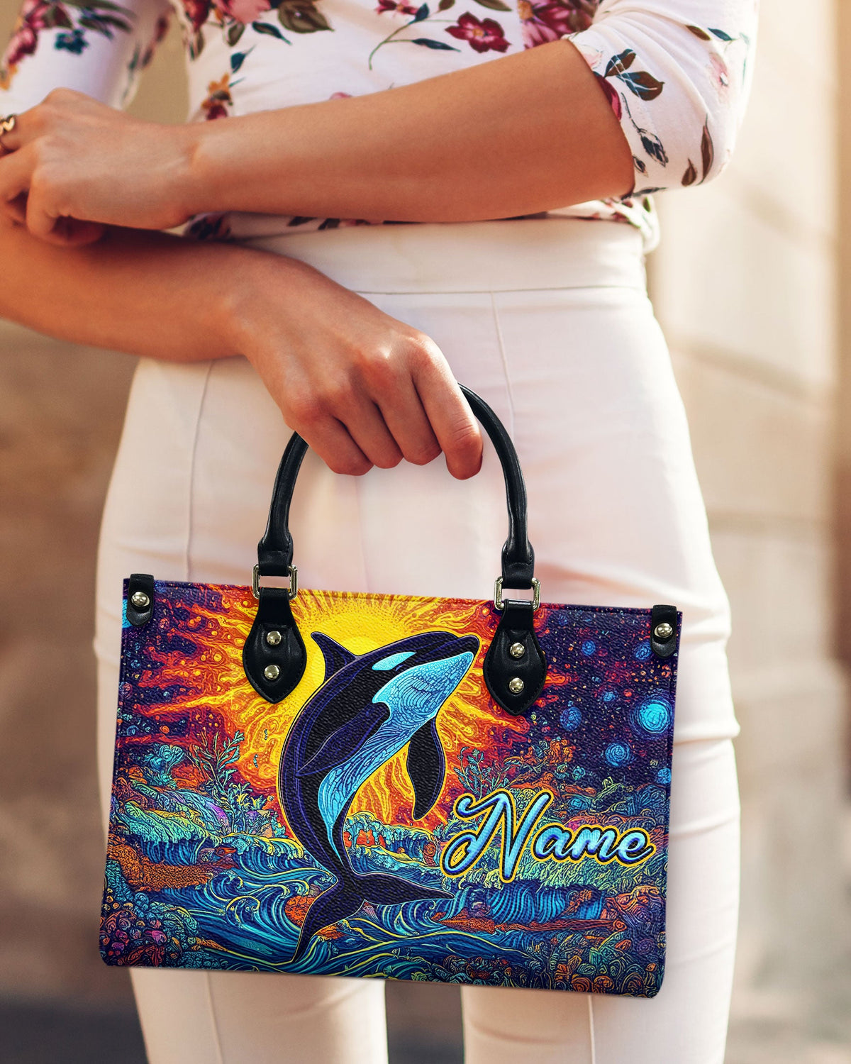 BLISSCORNERS ORCA ART LEATHER HANDBAG