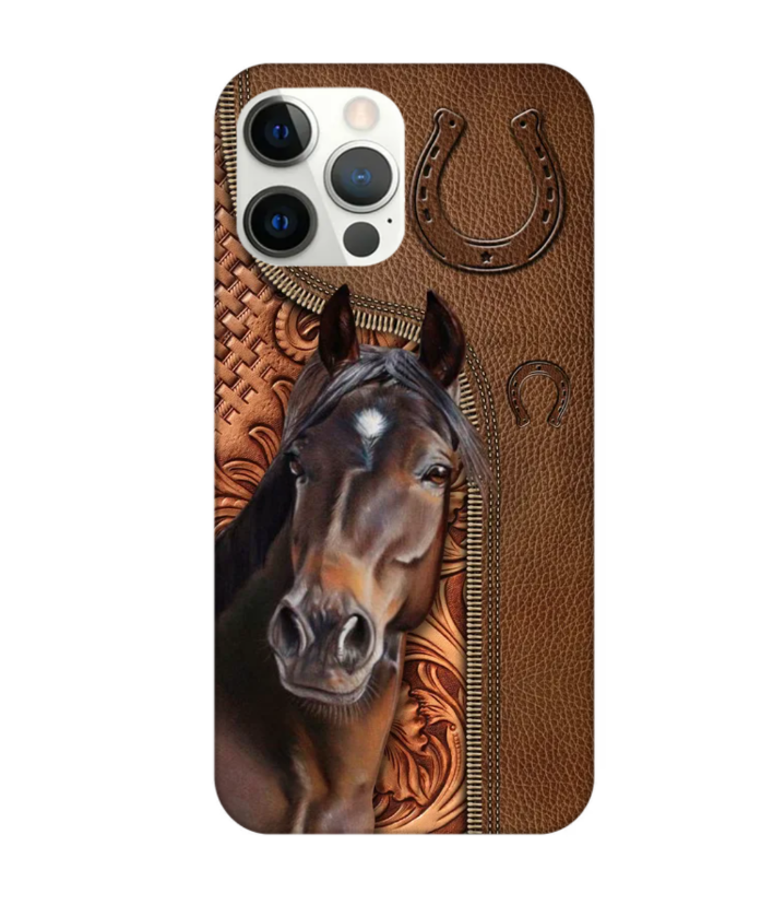 Horse Love Leather Pattern Personalized Phone Case - IPHONE