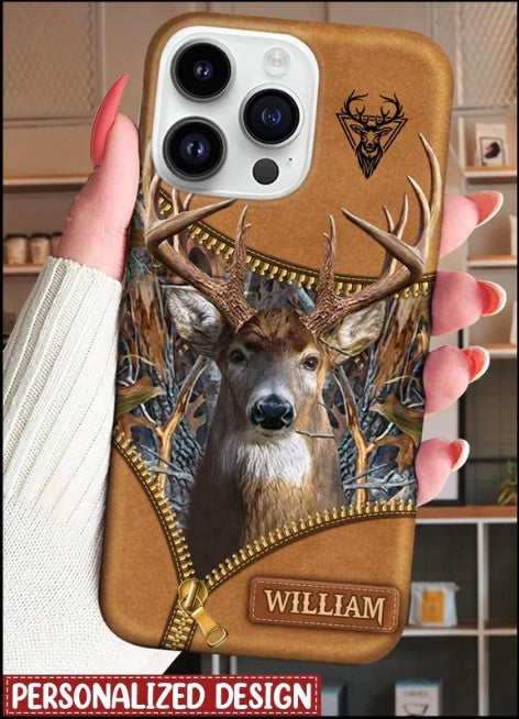 Blisscorners Deer Hunting Zip Pattern Personalized Name Phone Case LM1012