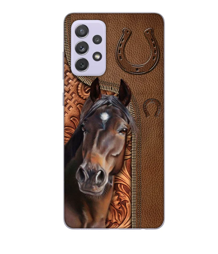 Horse Love Leather Pattern Personalized Phone Case - Samsung