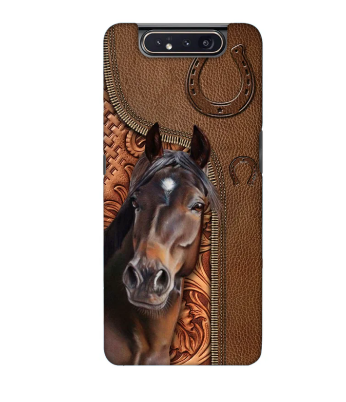 Horse Love Leather Pattern Personalized Phone Case - Samsung