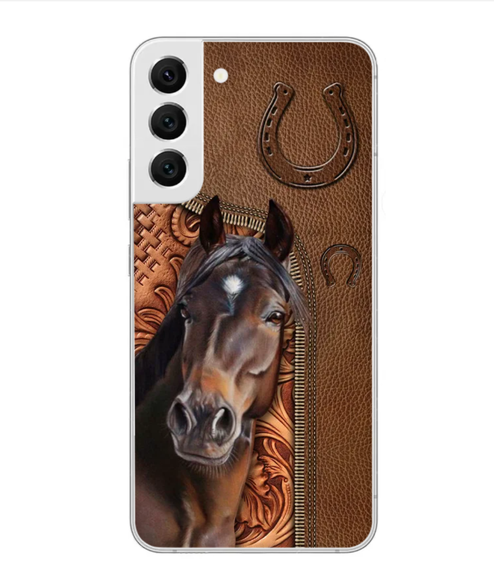 Horse Love Leather Pattern Personalized Phone Case - Samsung