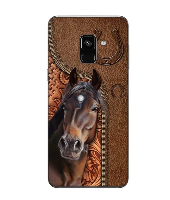 Horse Love Leather Pattern Personalized Phone Case - Samsung