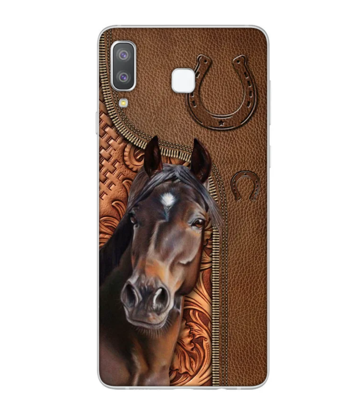 Horse Love Leather Pattern Personalized Phone Case - Samsung