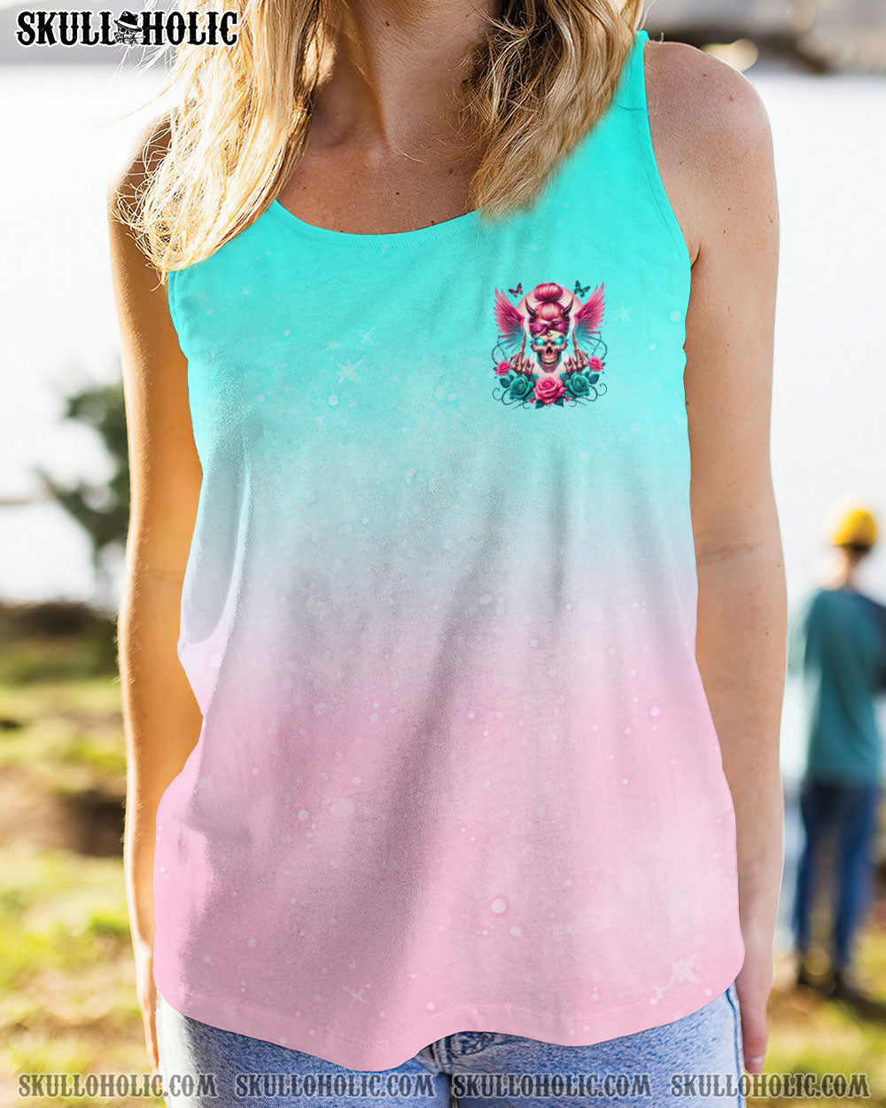 BLISSCORNERS THE GOOD GIRL IN ME MESSY BUN SKULL ALL OVER PRINT