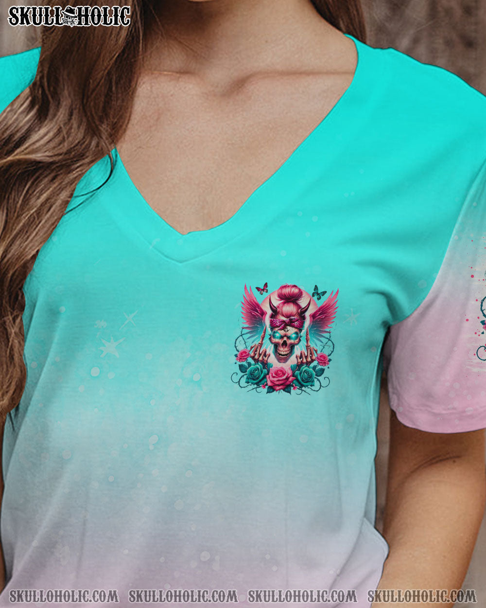BLISSCORNERS THE GOOD GIRL IN ME MESSY BUN SKULL ALL OVER PRINT