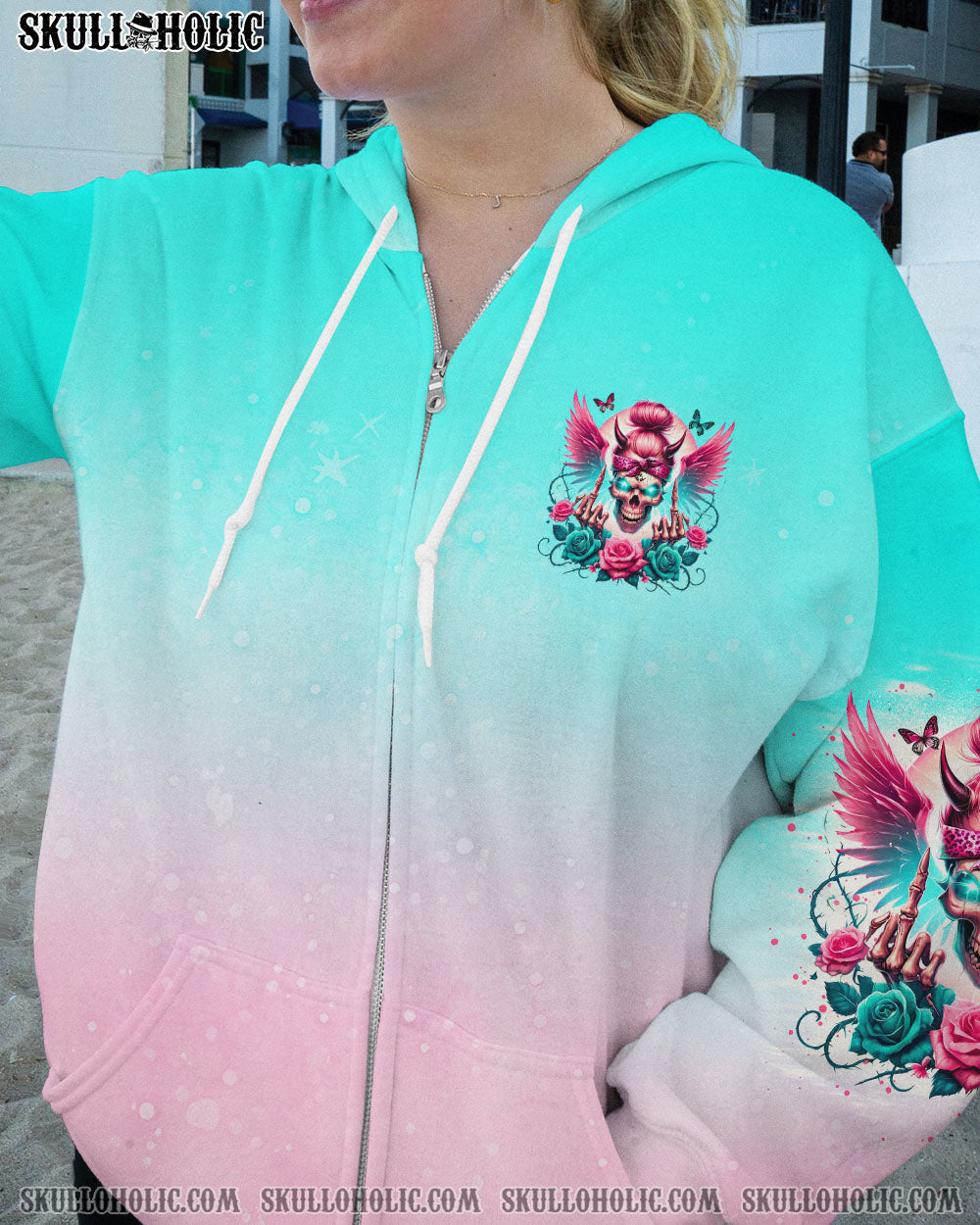 BLISSCORNERS THE GOOD GIRL IN ME MESSY BUN SKULL ALL OVER PRINT