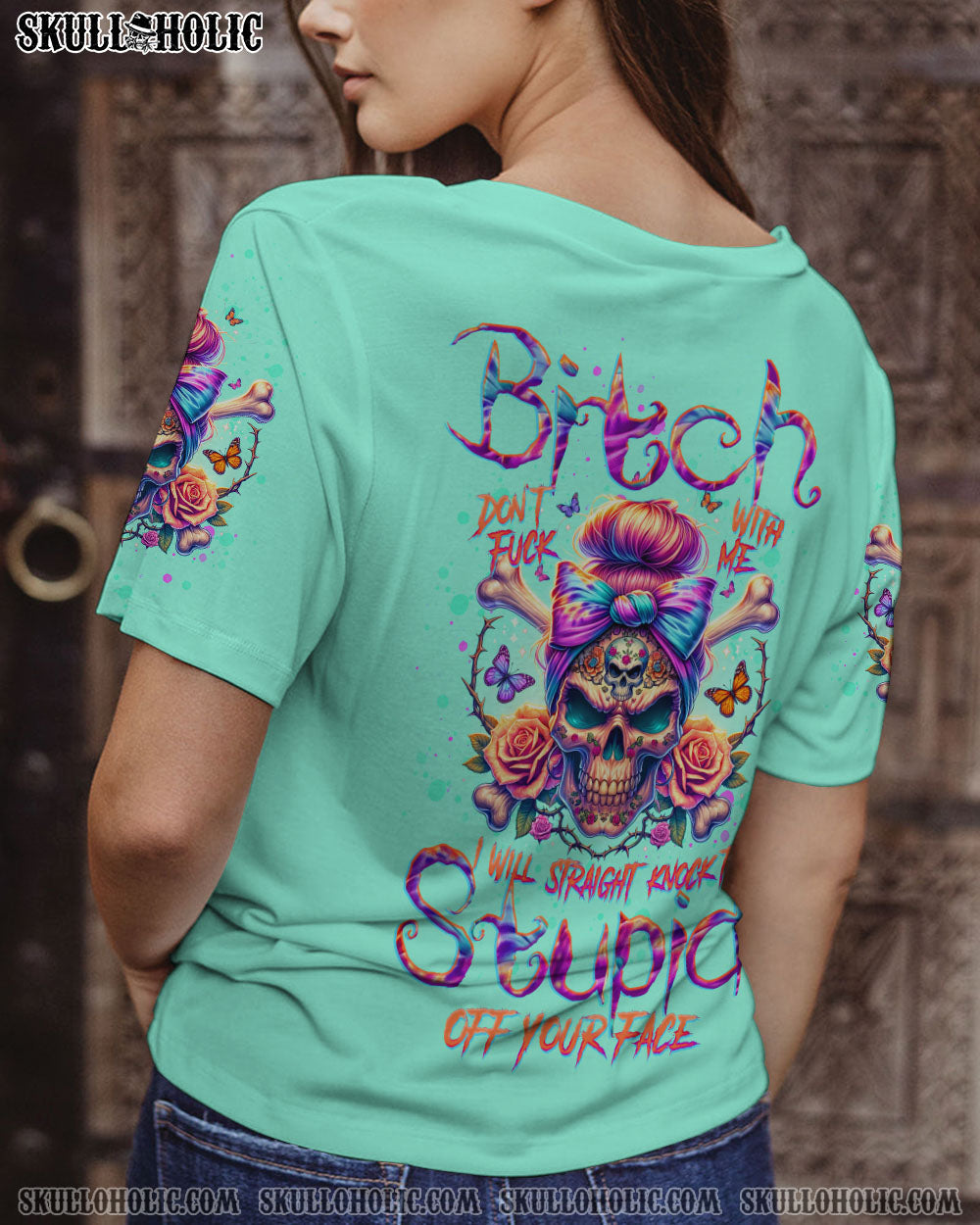 BLISSCORNERS THE GOOD GIRL IN ME MESSY BUN BUTTERFLY ALL OVER PRINT