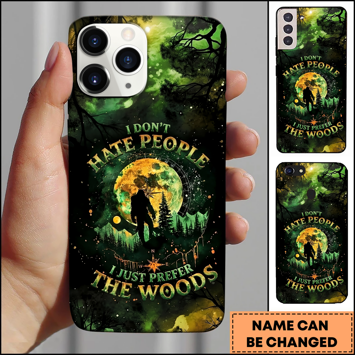Blisscorners Bigfoot Nature Phonecase Prefer The Woods Quote Unisex 3D Phonecase