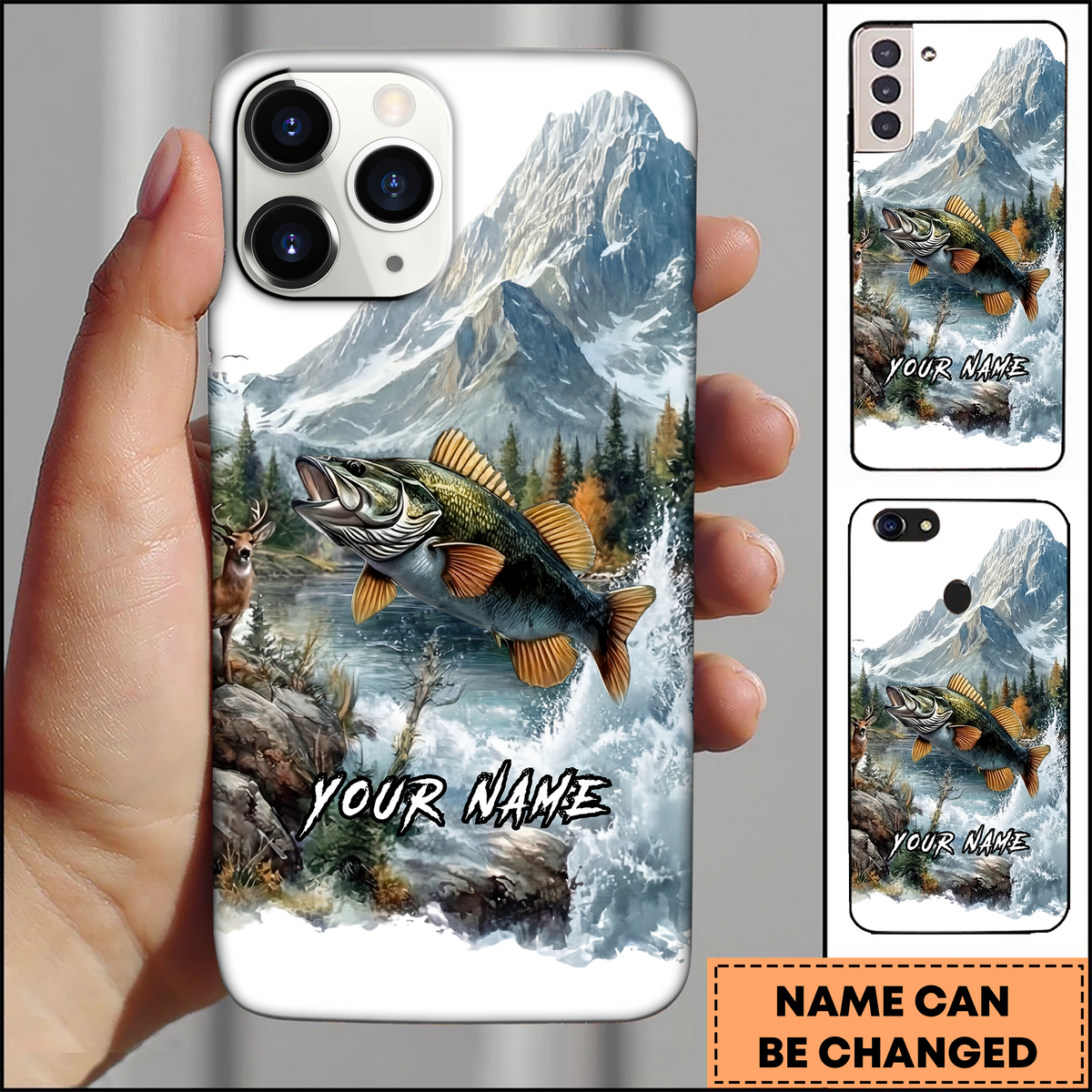 Blisscorners Largemouth Bass Mountain River Jump Art 3D Phonecase