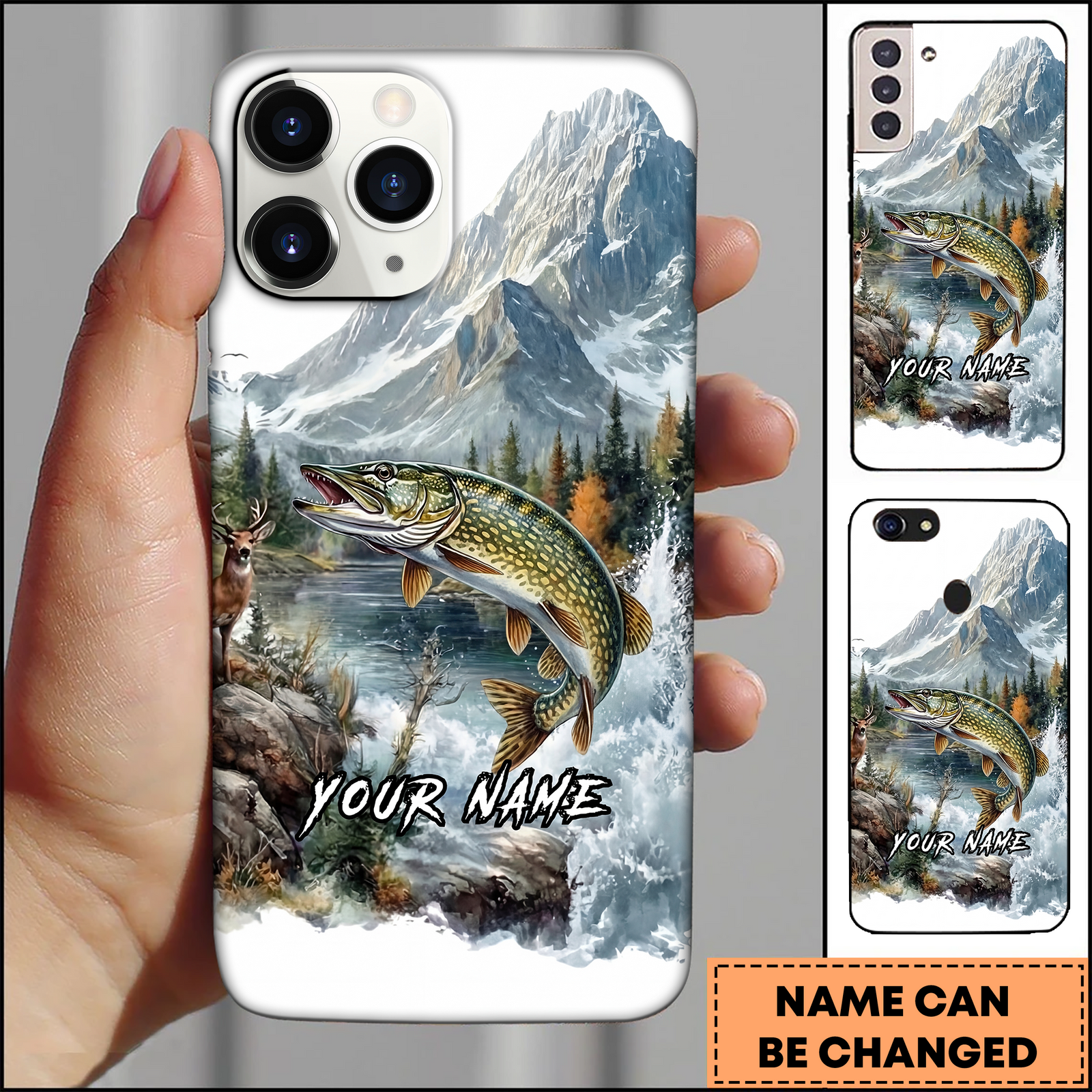 Blisscorners Northern Pike Mountain Stream Predator Art 3D Phonecase