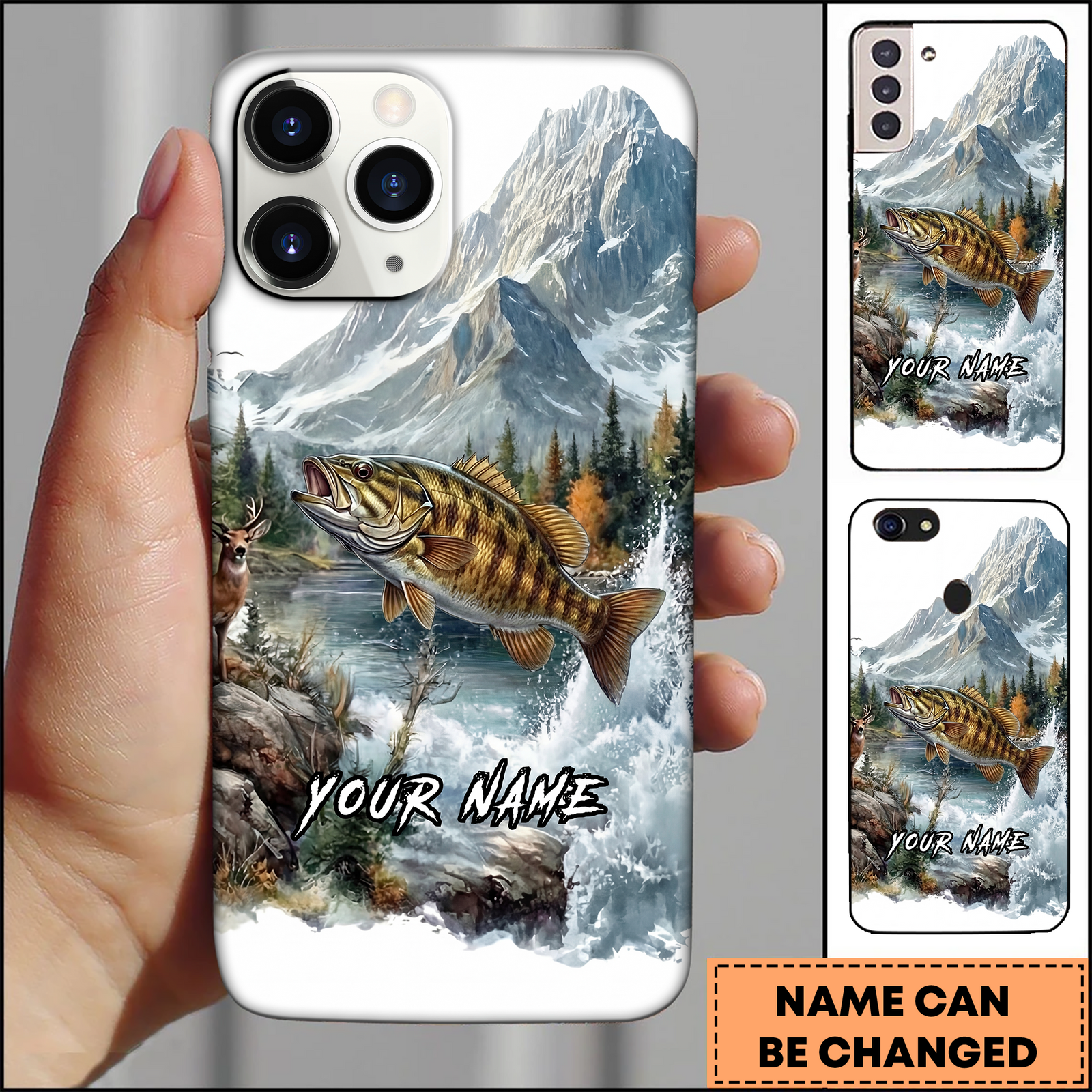 Blisscorners Smallmouth Bass Rocky River Jump Scene 3D Phonecase