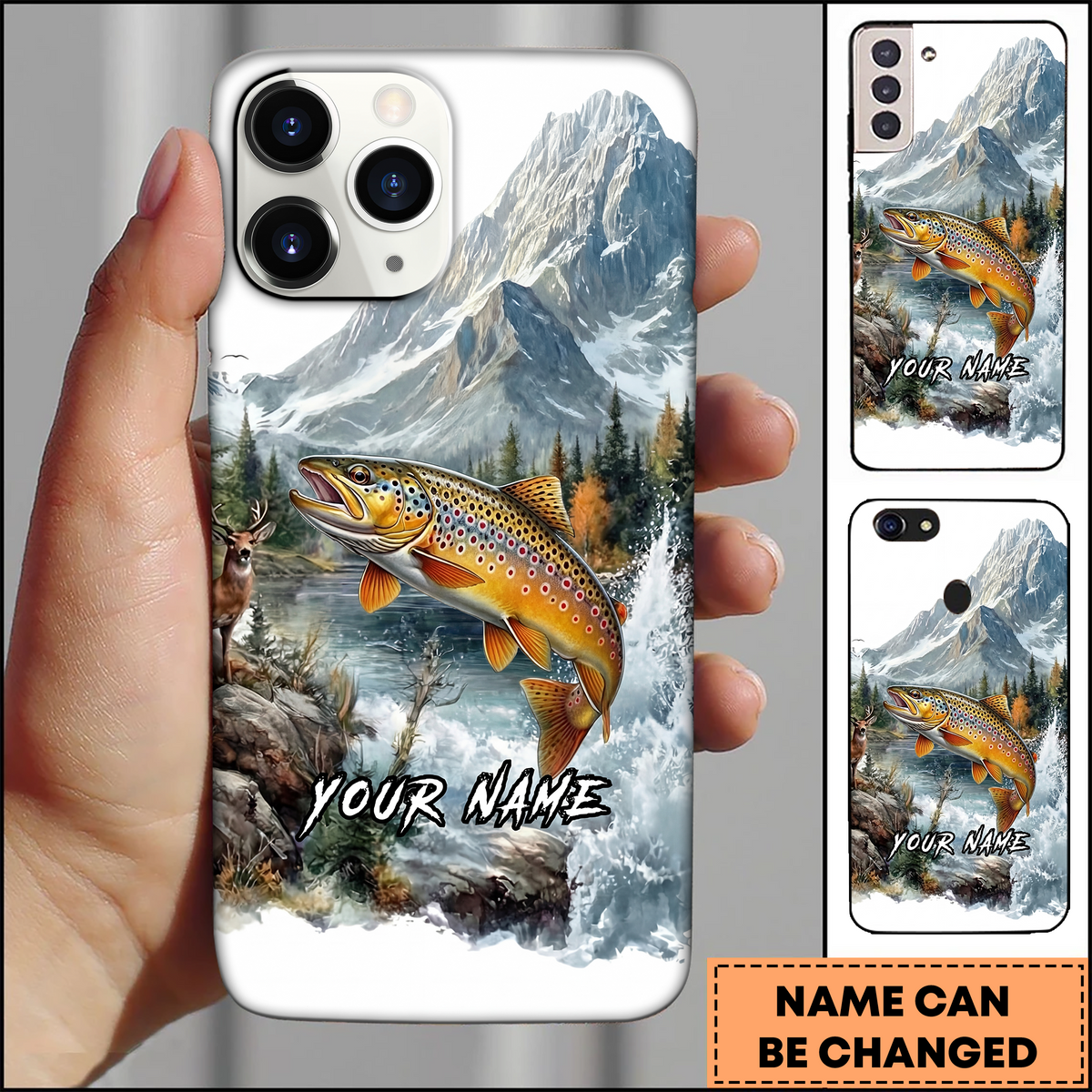 Blisscorners Brown Trout Wilderness River Fishing Art 3D Phonecase