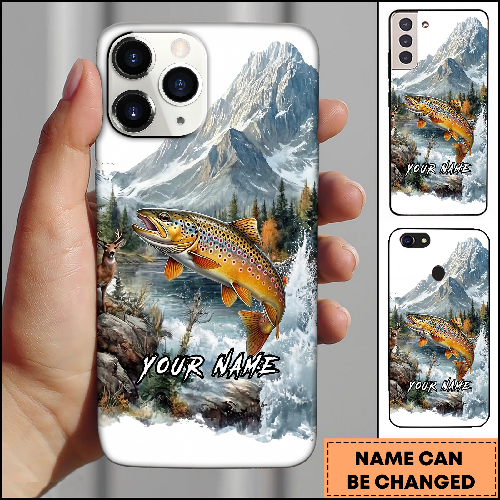 Blisscorners Brown Trout Wilderness River Fishing Art 3D Phonecase