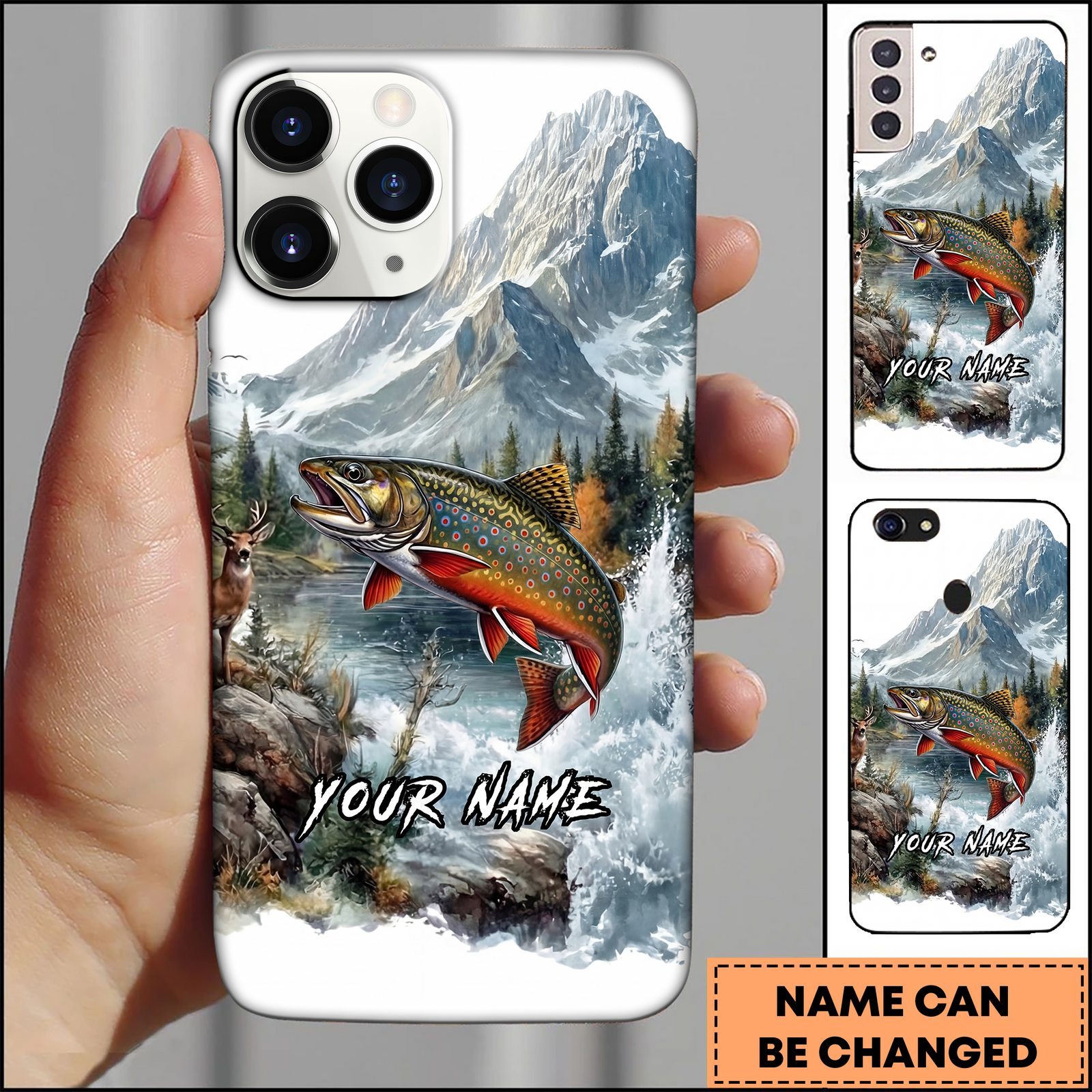 Blisscorners Brook Trout Alpine River Nature Art 3D Phonecase