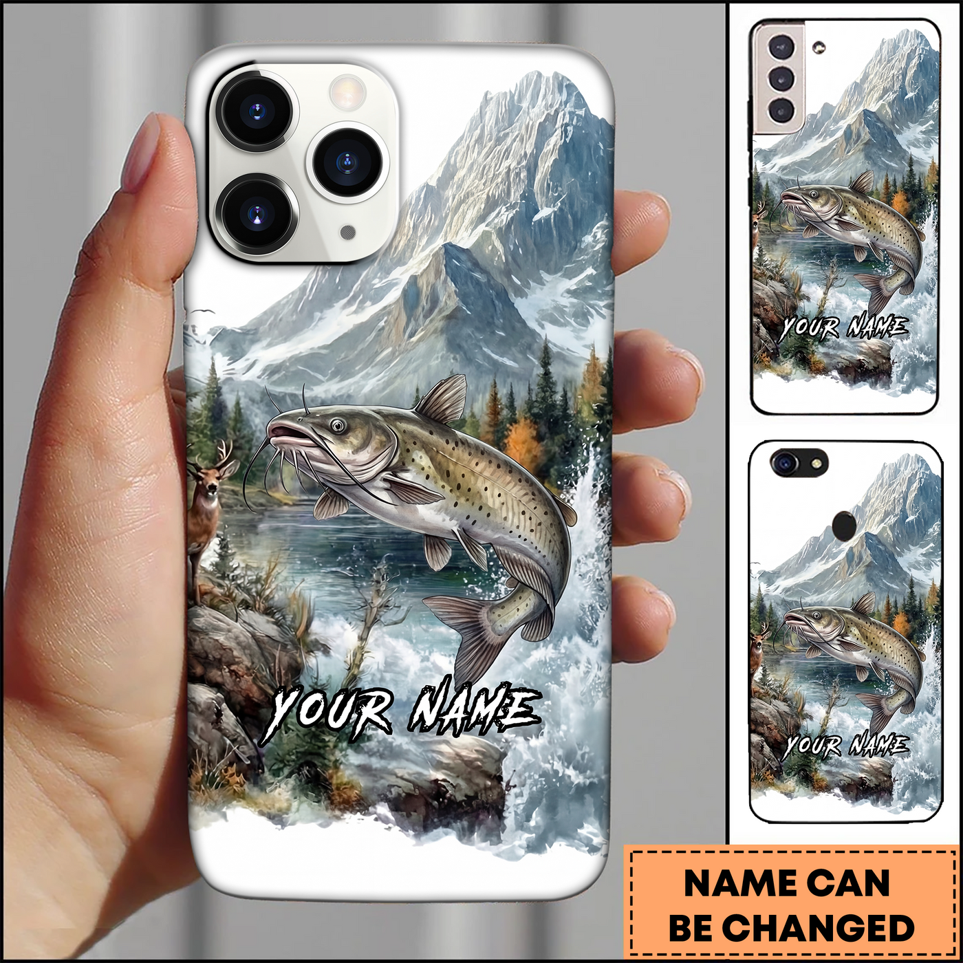 Blisscorners Catfish Mountain River Wild Fishing Art 3D Phonecase