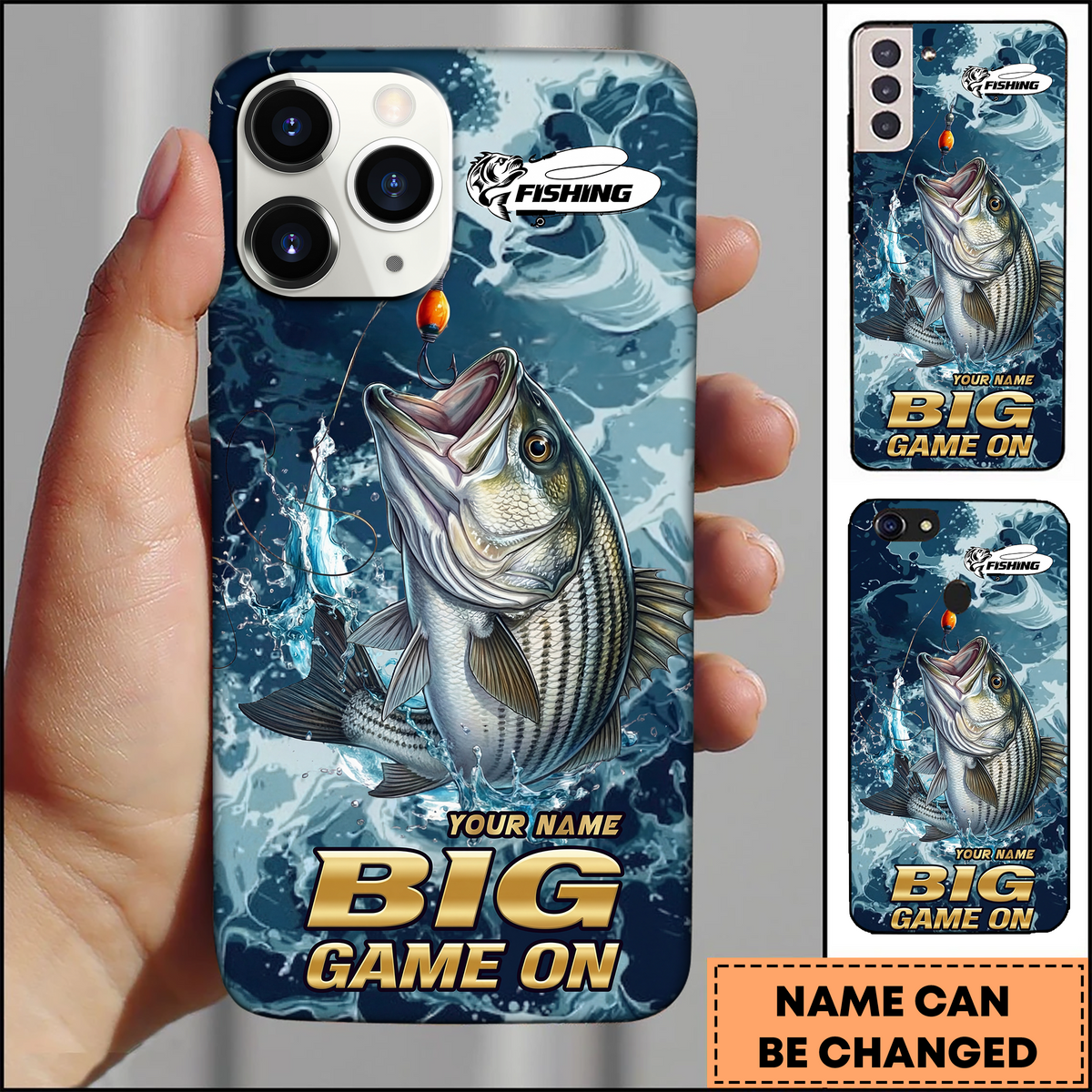 Blisscorners Blisscorners Striped Bass Saltwater Fishing Power Art 3D Phonecase