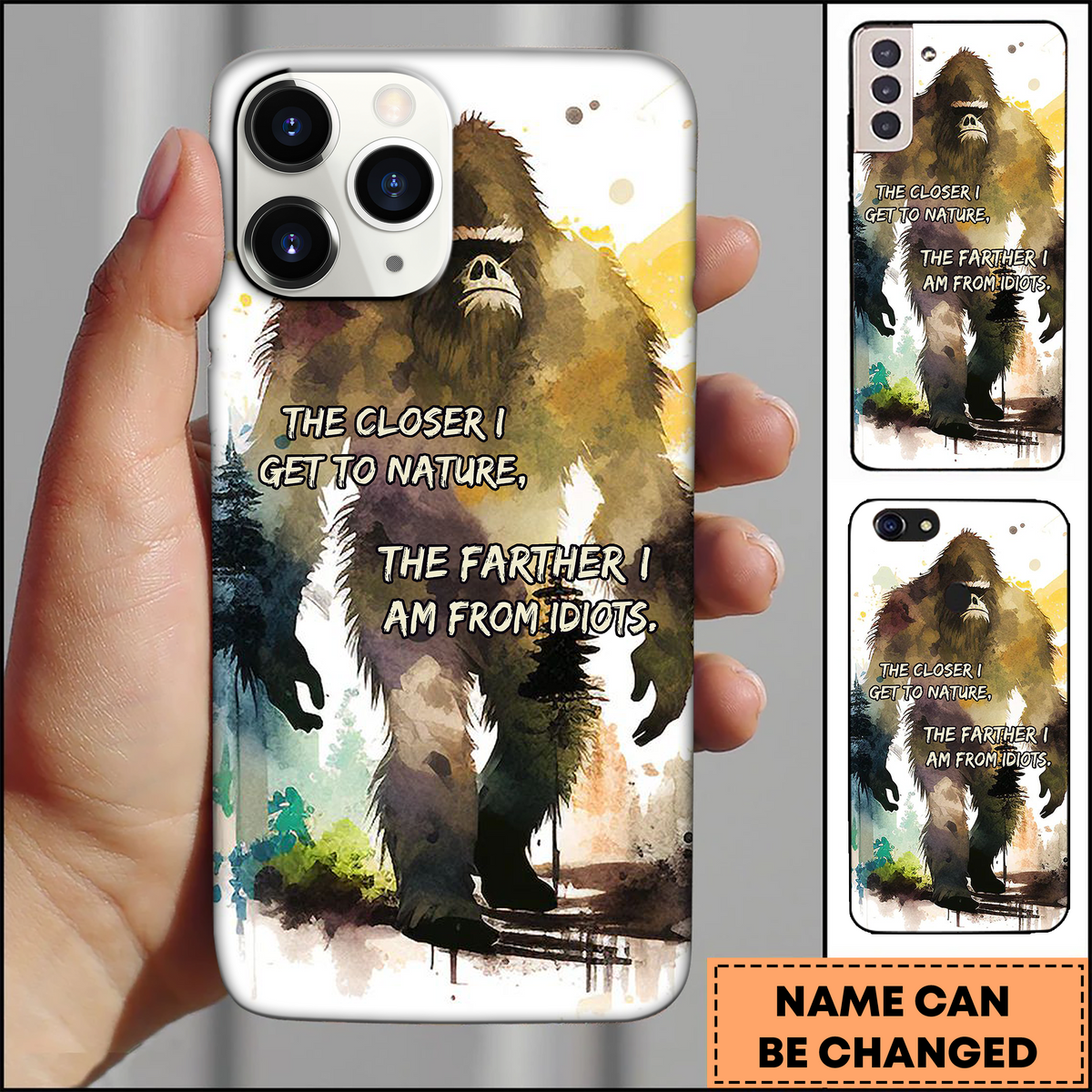 Blisscorners Bigfoot Forest Silhouette Nature Quote Art 3D Phonecase