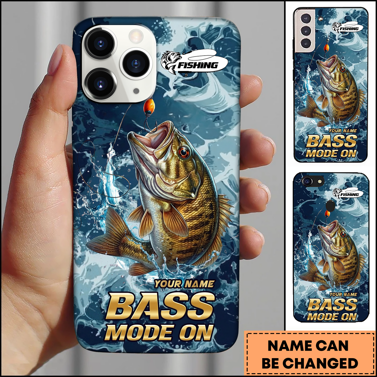 Blisscorners Blisscorners Smallmouth Bass Fishing Action Splash Art 3D Phonecase