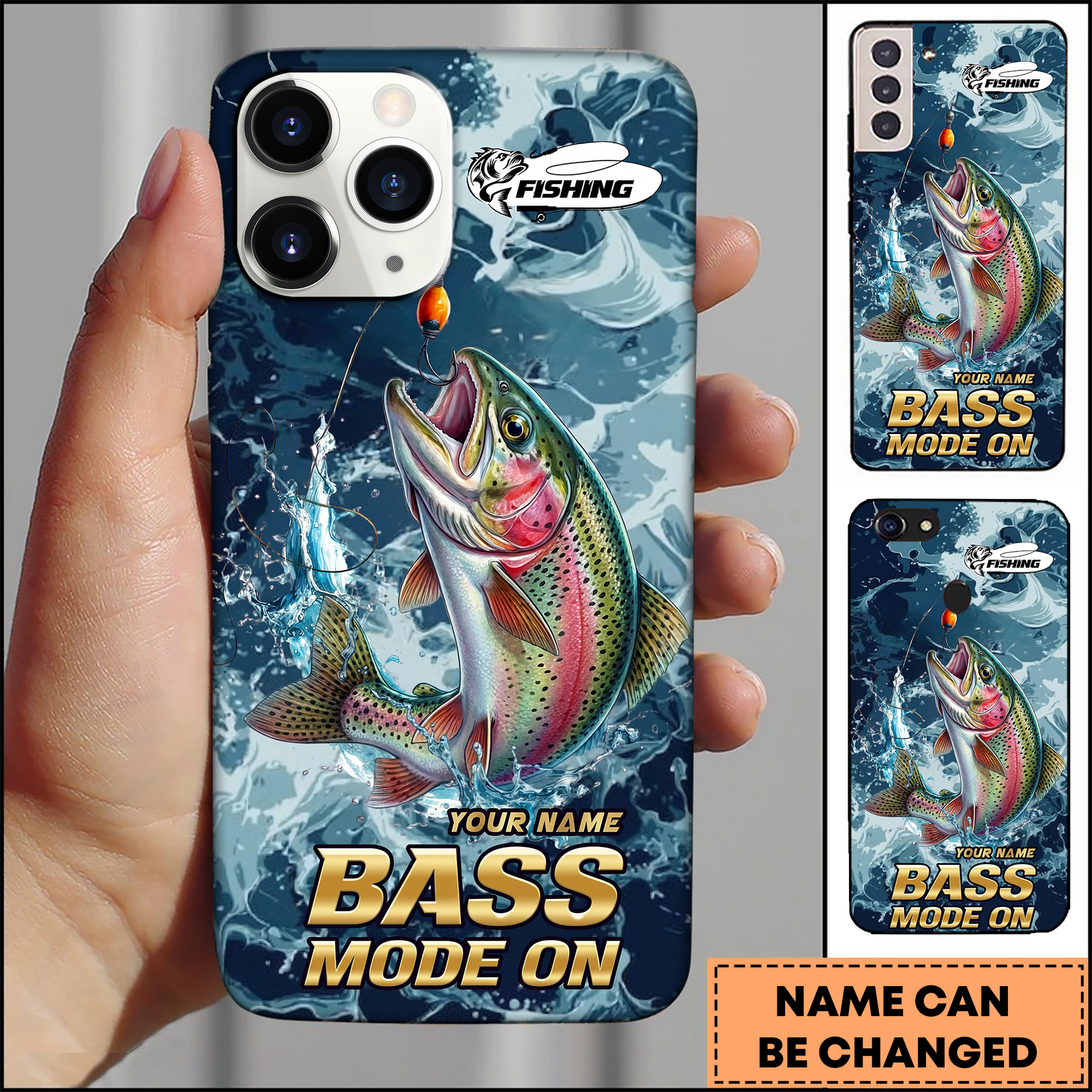 Blisscorners Blisscorners Rainbow Trout Freshwater Fishing Splash Art 3D Phonecase
