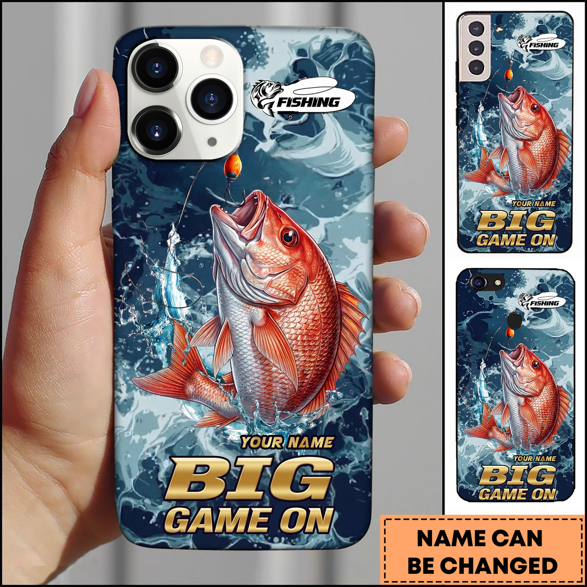 Blisscorners Blisscorners Red Snapper Saltwater Fishing Splash Art 3D Phonecase