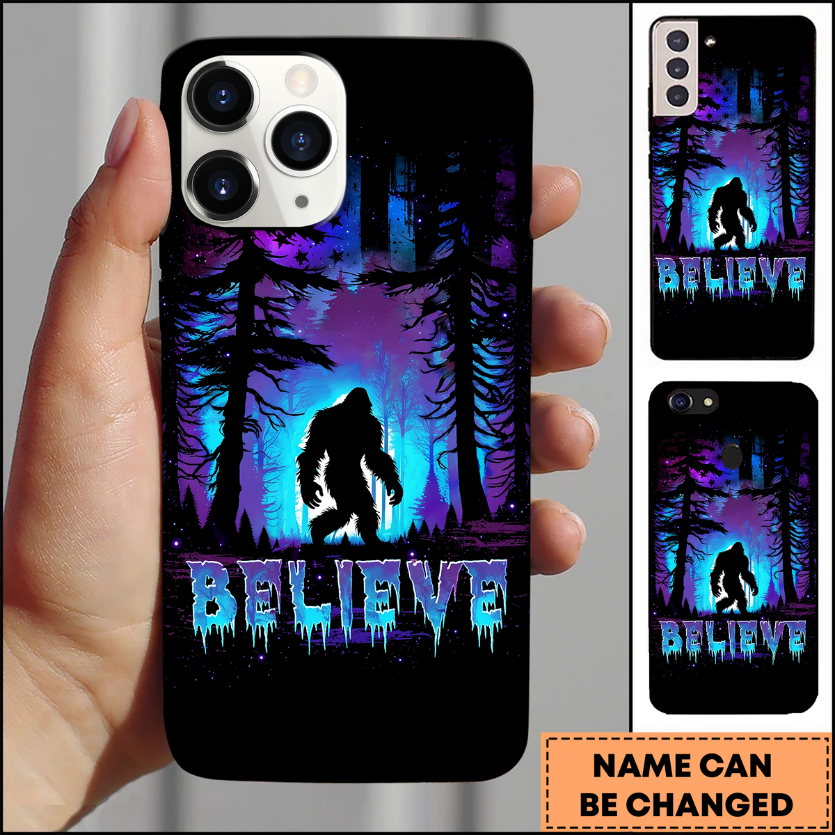 Blisscorners Bigfoot Believe Night Forest Art 3D Phonecase