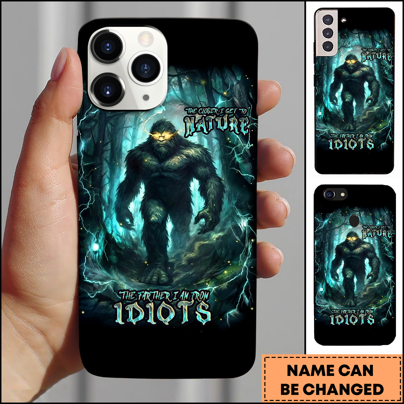 Blisscorners Bigfoot Nature Quote Lightning Art 3D Phonecase