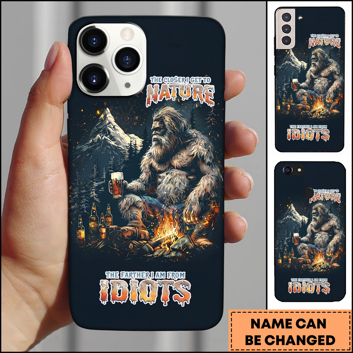 Blisscorners Bigfoot Campfire Beer Night Art 3D Phonecase