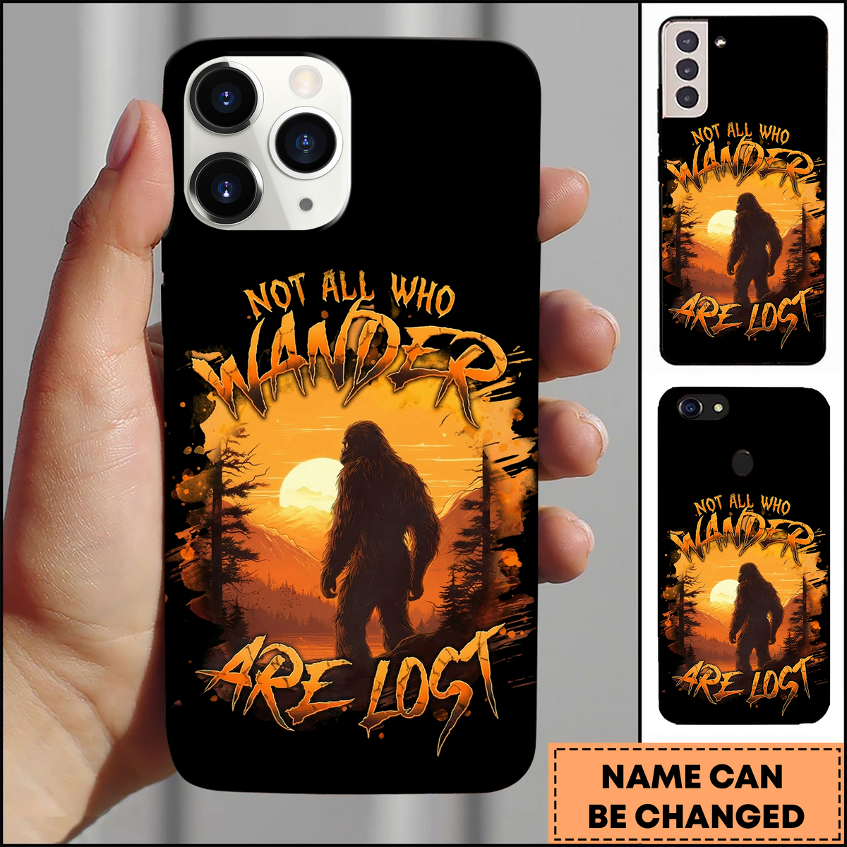 Blisscorners Bigfoot Wander Quote Sunset Forest 3D Phonecase